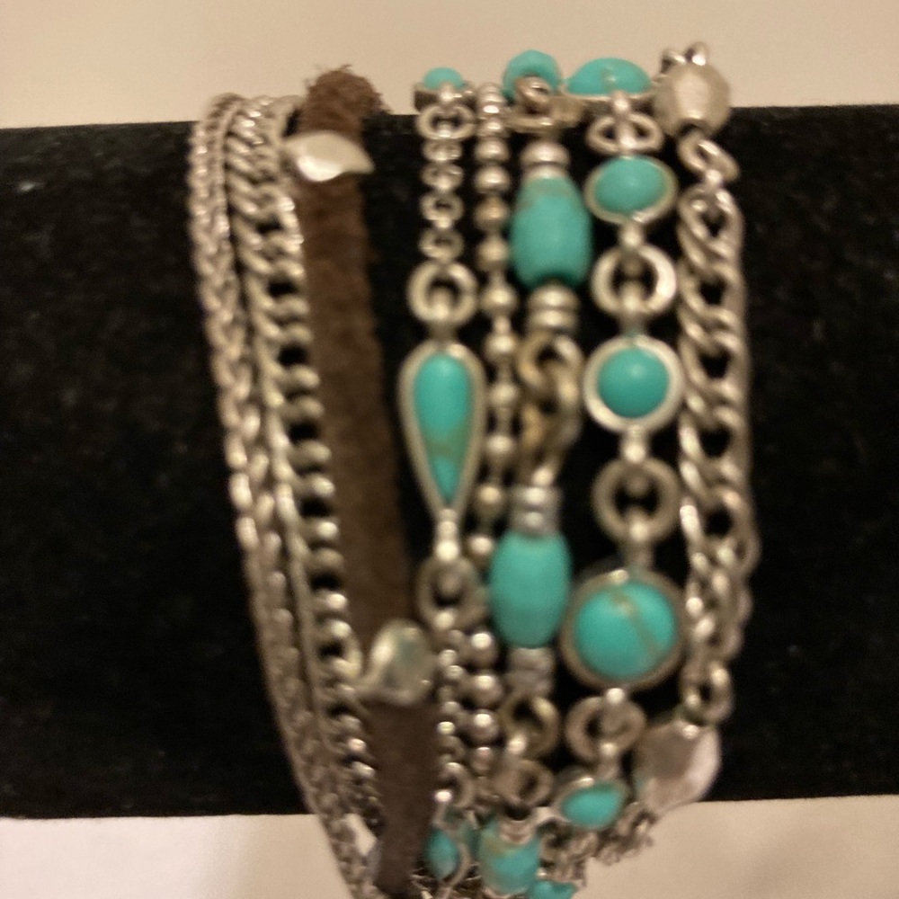 Turquoise Bead Multi-Chain Women's Bracelet